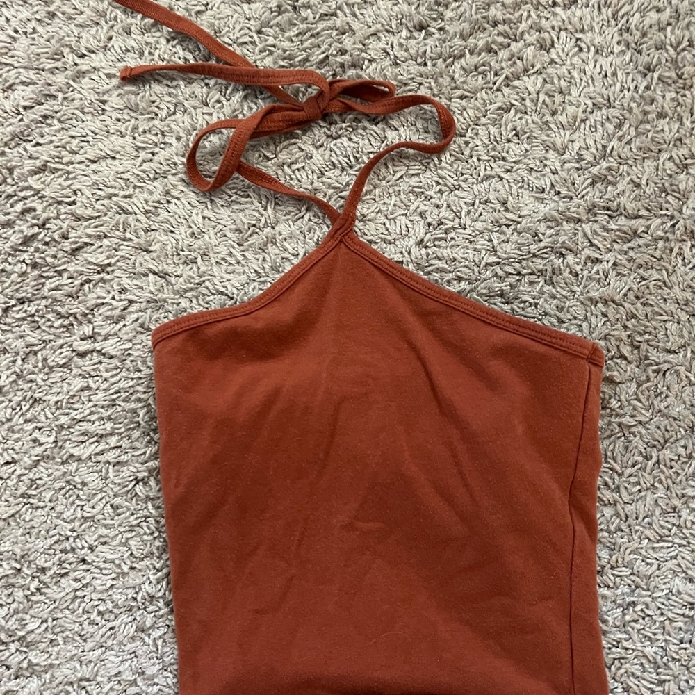 Hollister Asymmetrical Orange Tank Top Tie Front